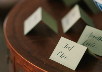 green wedding calligraphy place cards